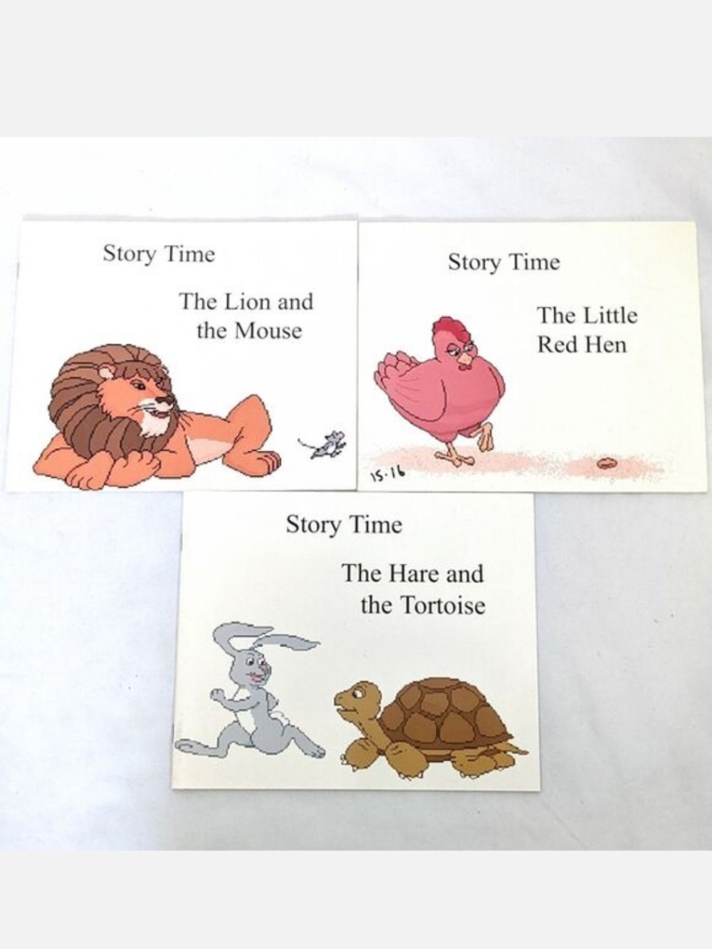 3 Rare 1991 IBM Story Time Books - Lion & Mouse, Little Red Hen, Hare & Tortoise
